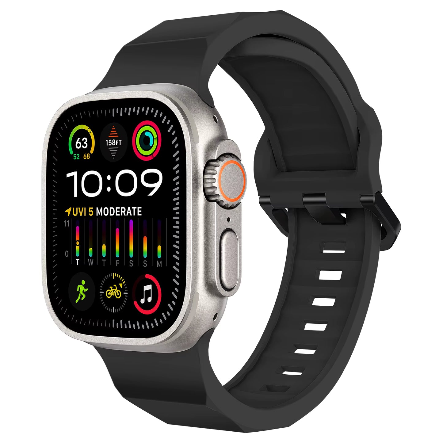 Черна вълниста каишка за Apple Watch