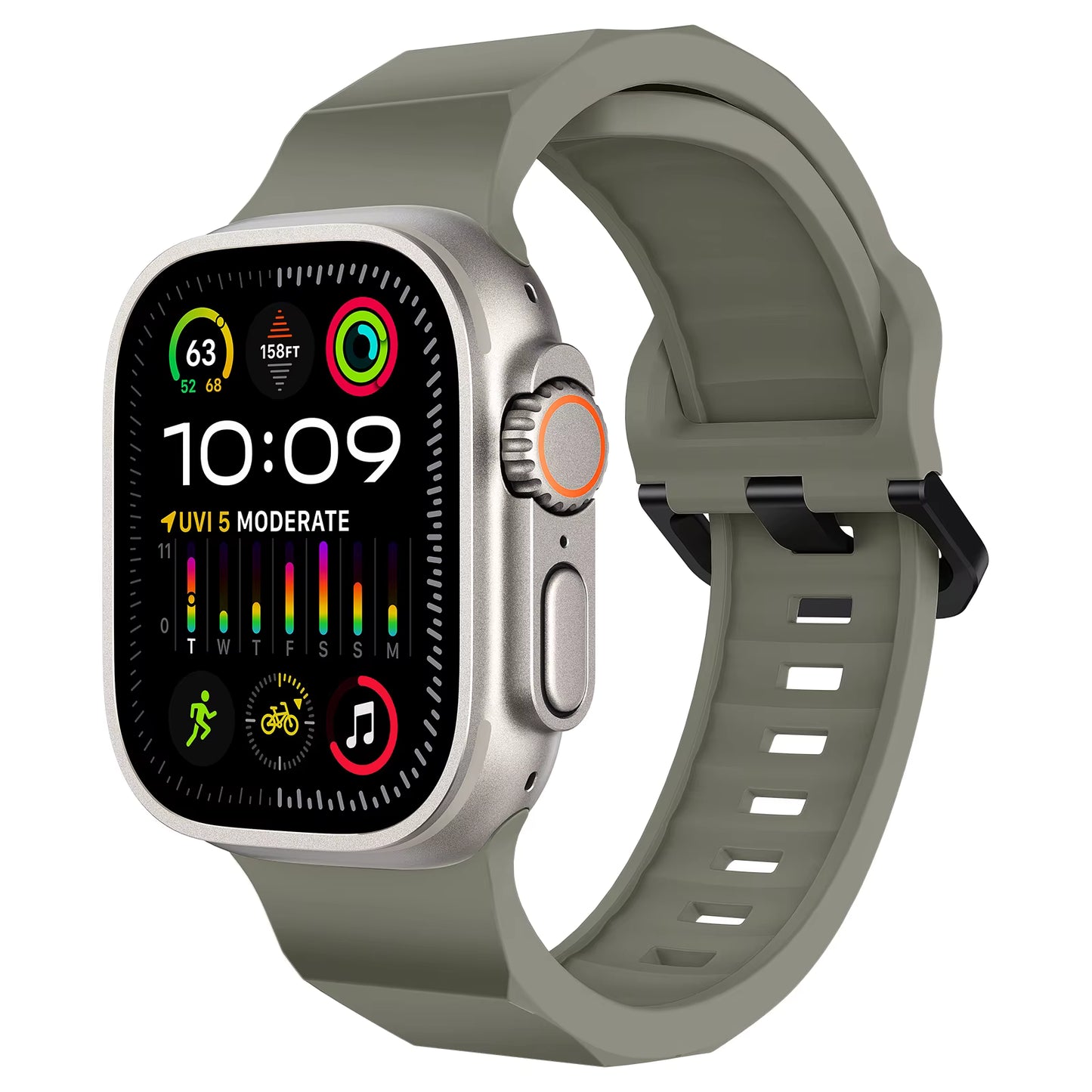 Масленозелена вълниста каишка за Apple Watch