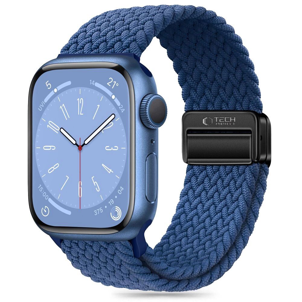 Тъмносиня плетена каишка за Apple Watch