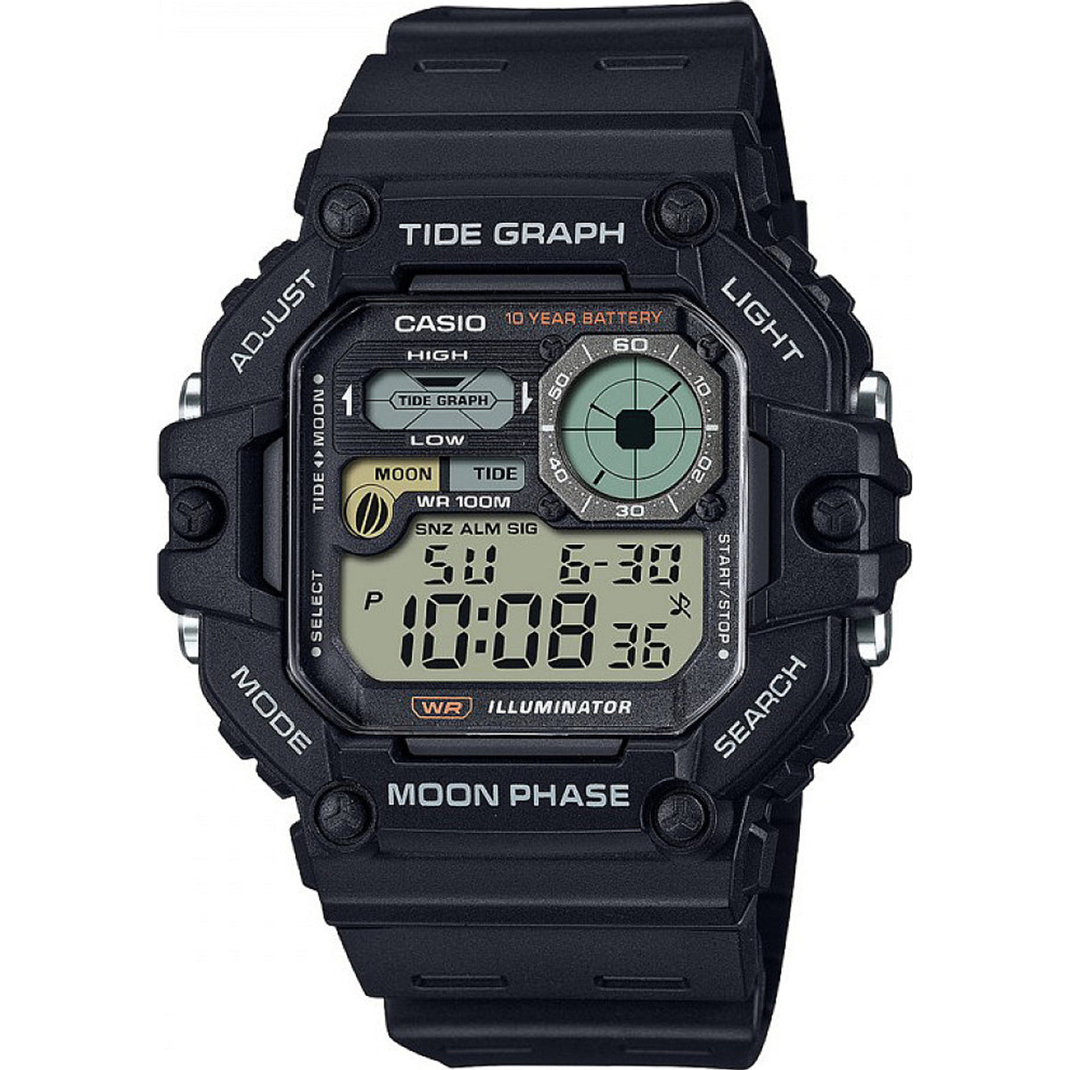 Мъжки дигитален часовник Casio Tide Graph Moon Phase - WS-1700H-1AVEF