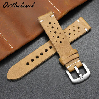 Кожена Каишка за Часовник - Racer Light Brown - 22мм