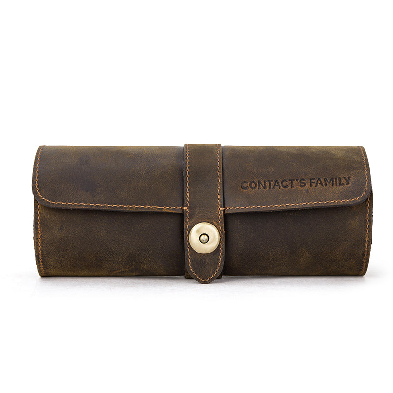 Ретро кафява кутия за часовници - Triple Brown Calf Spout - 3 слота