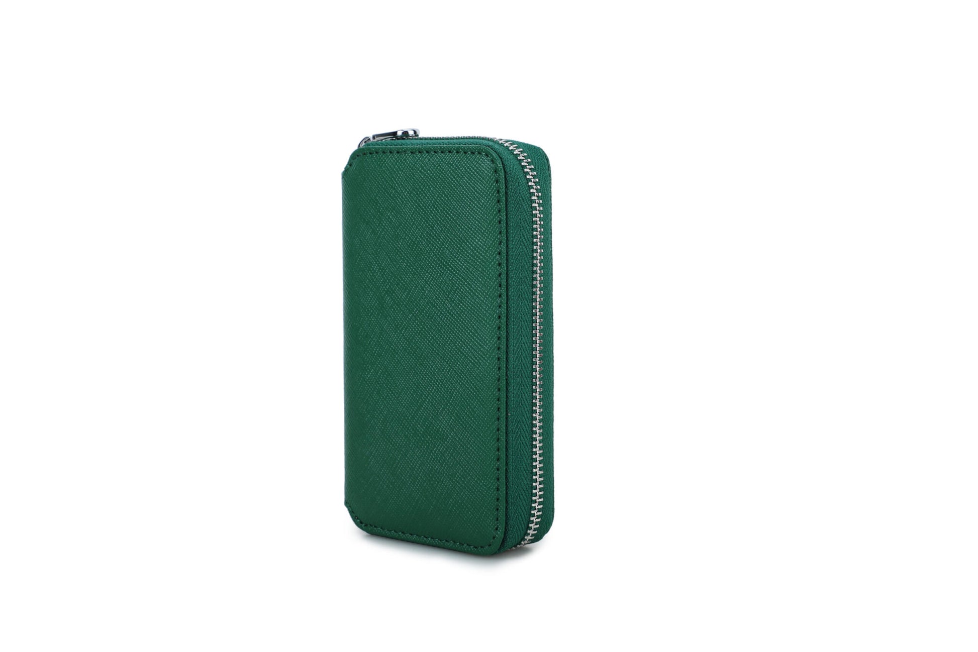 Двоен кейс за часовник - Zipper Duo Saffiano Green - 2 слота