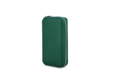 Двоен кейс за часовник - Zipper Duo Saffiano Green - 2 слота