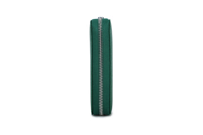 Двоен кейс за часовник - Zipper Duo Saffiano Green - 2 слота