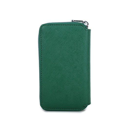 Двоен кейс за часовник - Zipper Duo Saffiano Green - 2 слота