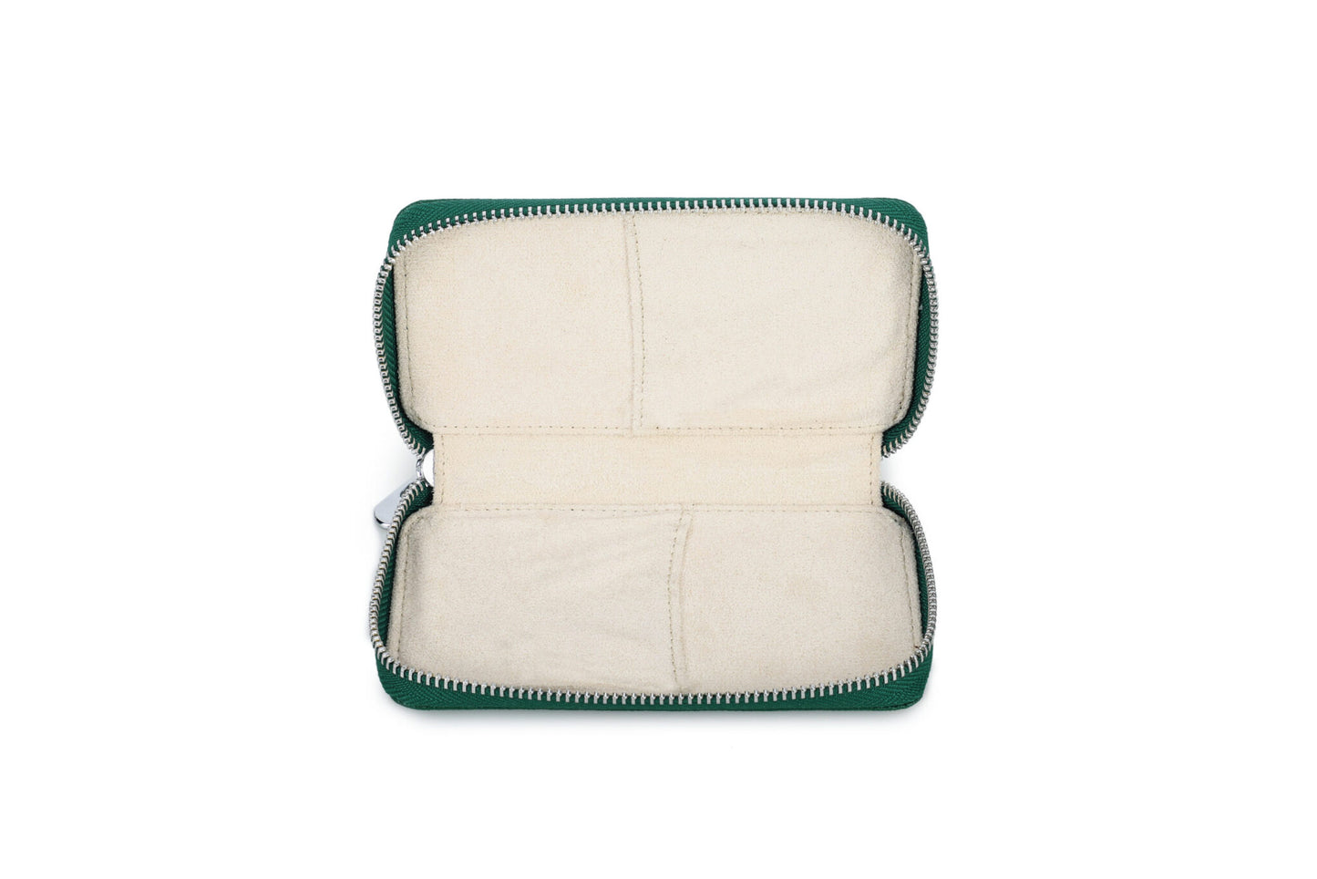 Двоен кейс за часовник - Zipper Duo Saffiano Green - 2 слота