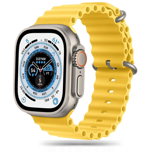 Жълта оребрена силиконова каишка за Apple Watch с кука