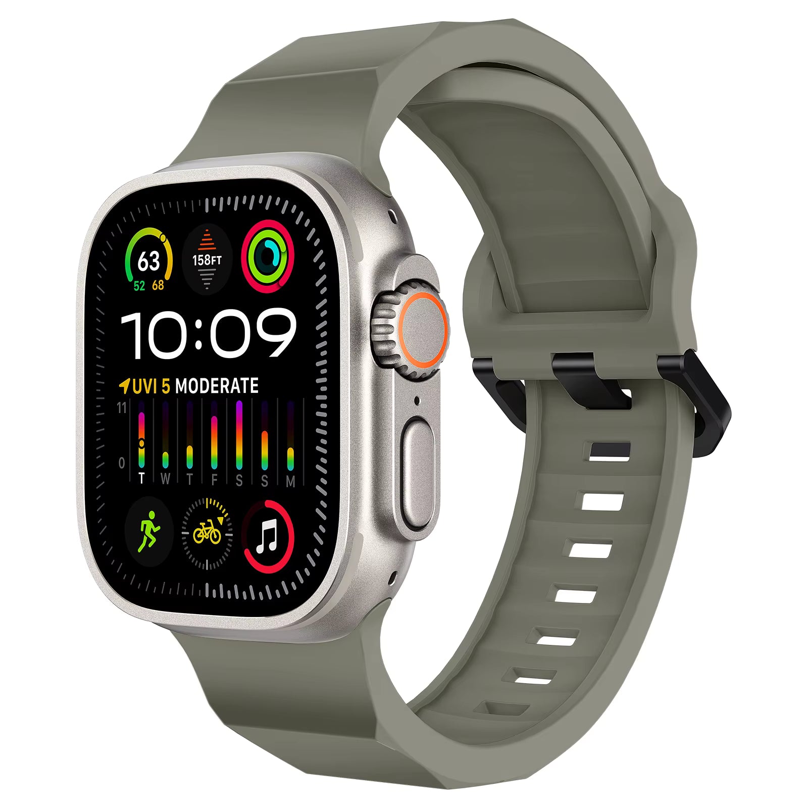 Масленозелена вълниста каишка за Apple Watch