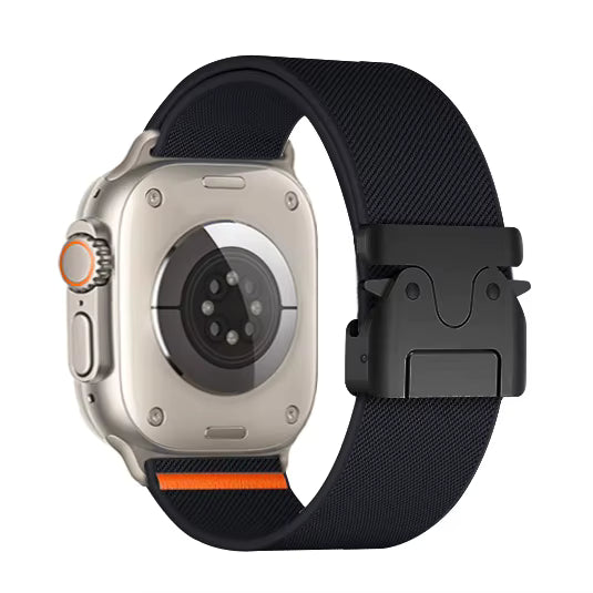 Черна широка еластична каишка за Apple Watch
