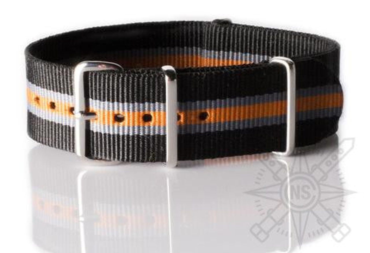 Каишка за часовник - Classic Black Orange II - 20мм