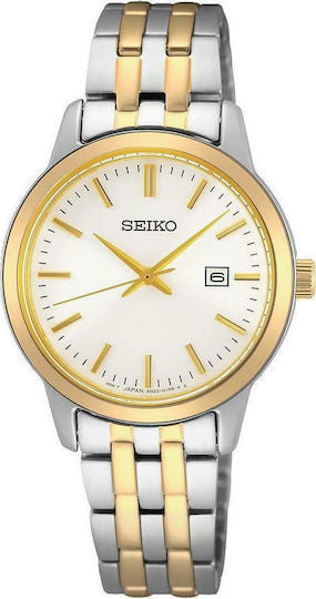 Seiko Дамски Часовник 30мм Кварцов с Метална Верижка SUR410P1